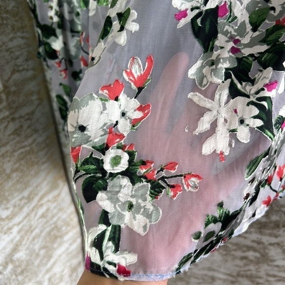 INC International Concepts Floral Print Sheer Long Sleeves Blouse Size M - Picture 7 of 13